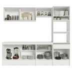 Cocina Integral 240 cm Con Mueble para Horno Blanco Topázio Madesa