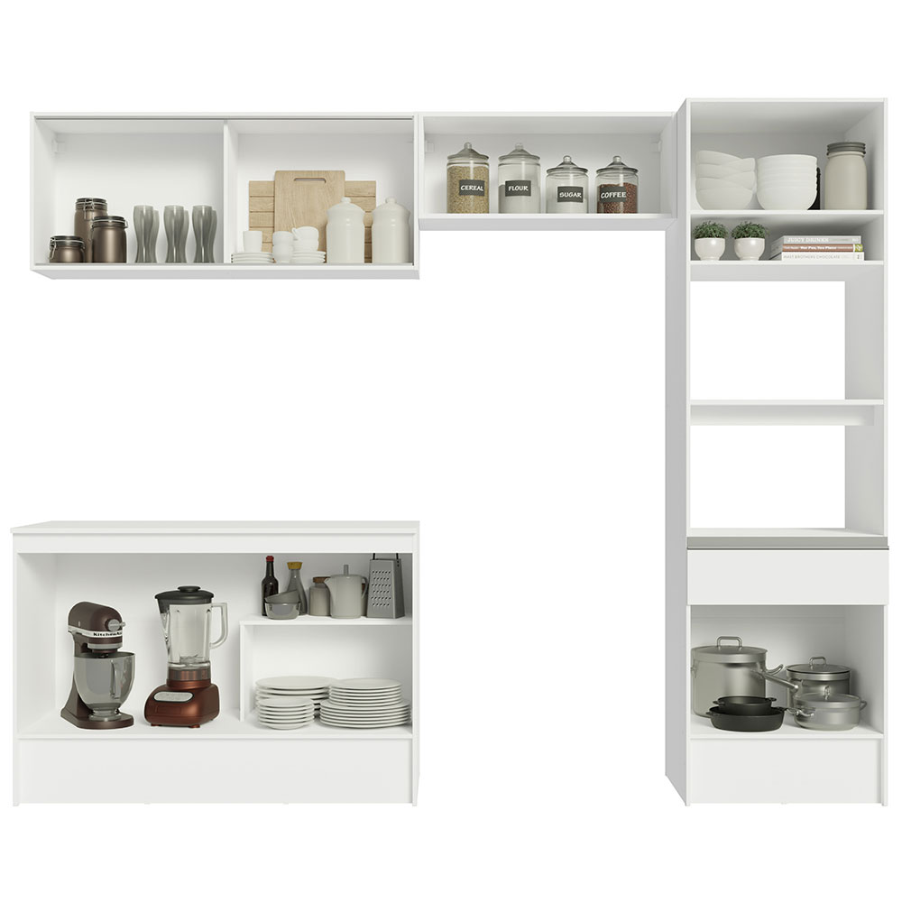 Cocina Integral 260 cm Con Mueble para Horno Blanco Topázio Madesa