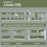 Combo con 2 Gabinetes de Cocina 4 Puertas 3 Cajones (Sin encimera/Fregadero/Tarja) Blanco/Verde Vik Madesa 01