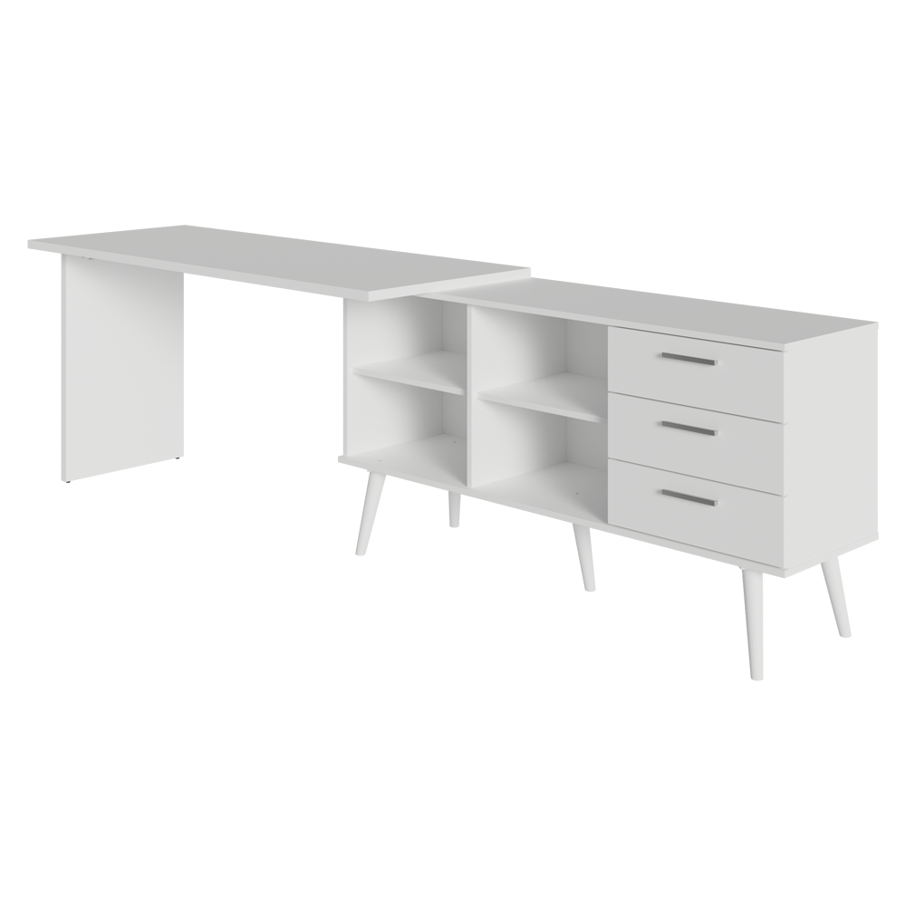 Escritorio de Estudio Esquinero 3 Cajones Blanco/Marrón Lisboa Madesa