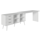 Escritorio Esquinero Gamer 302 cm 3 Cajones Blanco Madesa