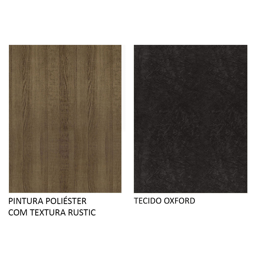 Conjunto de Comedor con Encimera Vidrio 4 Sillas Marrón/Negro/Oxford Evelin Madesa