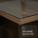 Juego de Comedor Mesa con Encimera de Vidrio 4 Sillas Marrón/Crema/Beige Viena