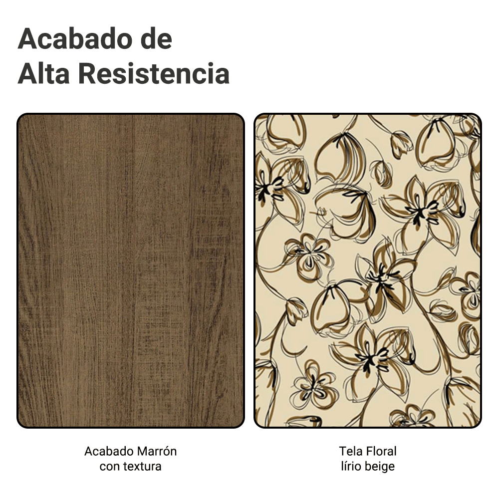 Juego de Comedor Analu Mesa con Encimera y 6 Sillas Marrón/Lírio Beige