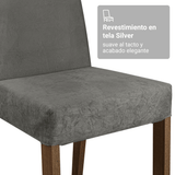 Conjunto de Comedor Encimera de Vidrio 6 Sillas Marrón/Gris/Silver Dália Madesa