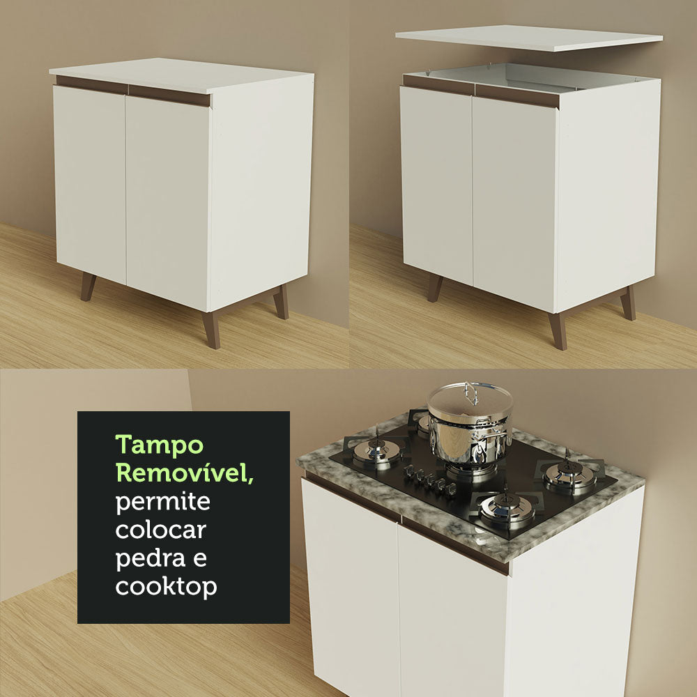 Mueble Estación de Café Reims 70 cm 2 Puertas Blanco
