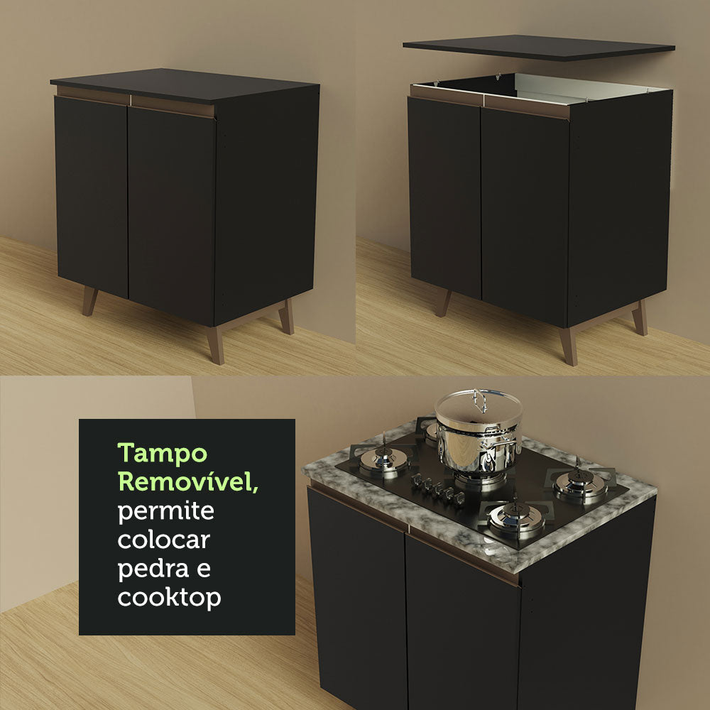 Mueble Estación de Café 70 cm 2 Puertas Negro Reims Madesa