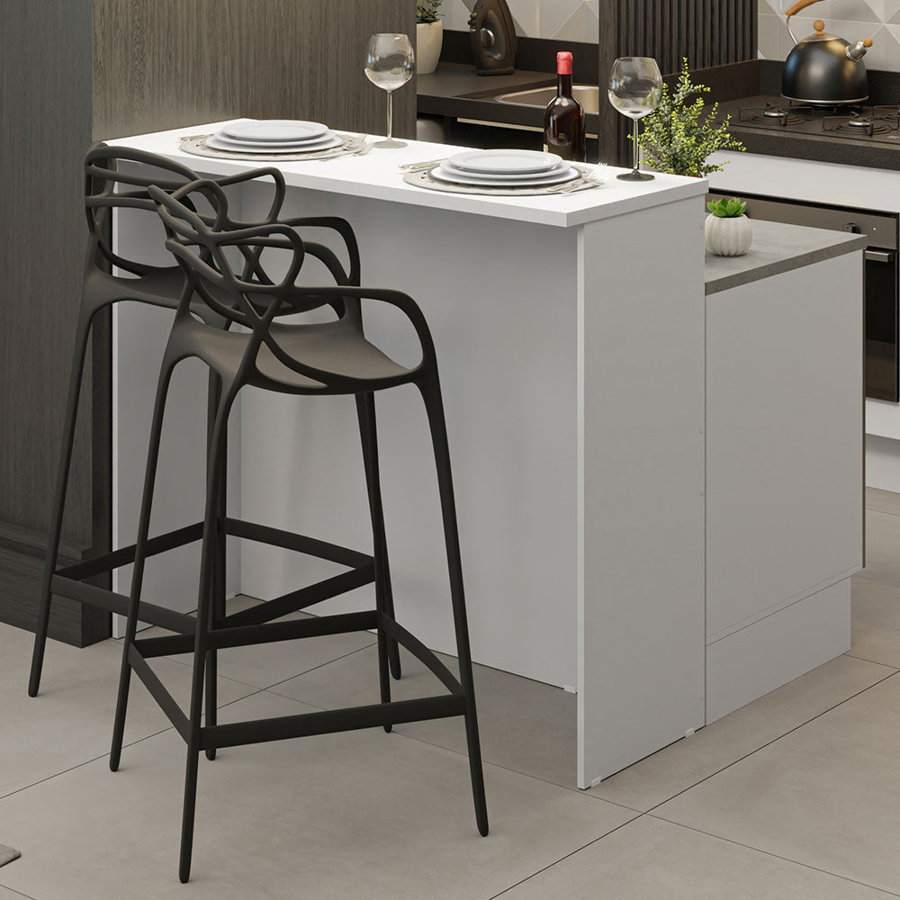 Isla de Cocina 120 cm 2 Puertas Blanco/Negro Lux Madesa