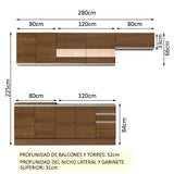 Cocina Integral 280cm Marrón Glamy Madesa 03