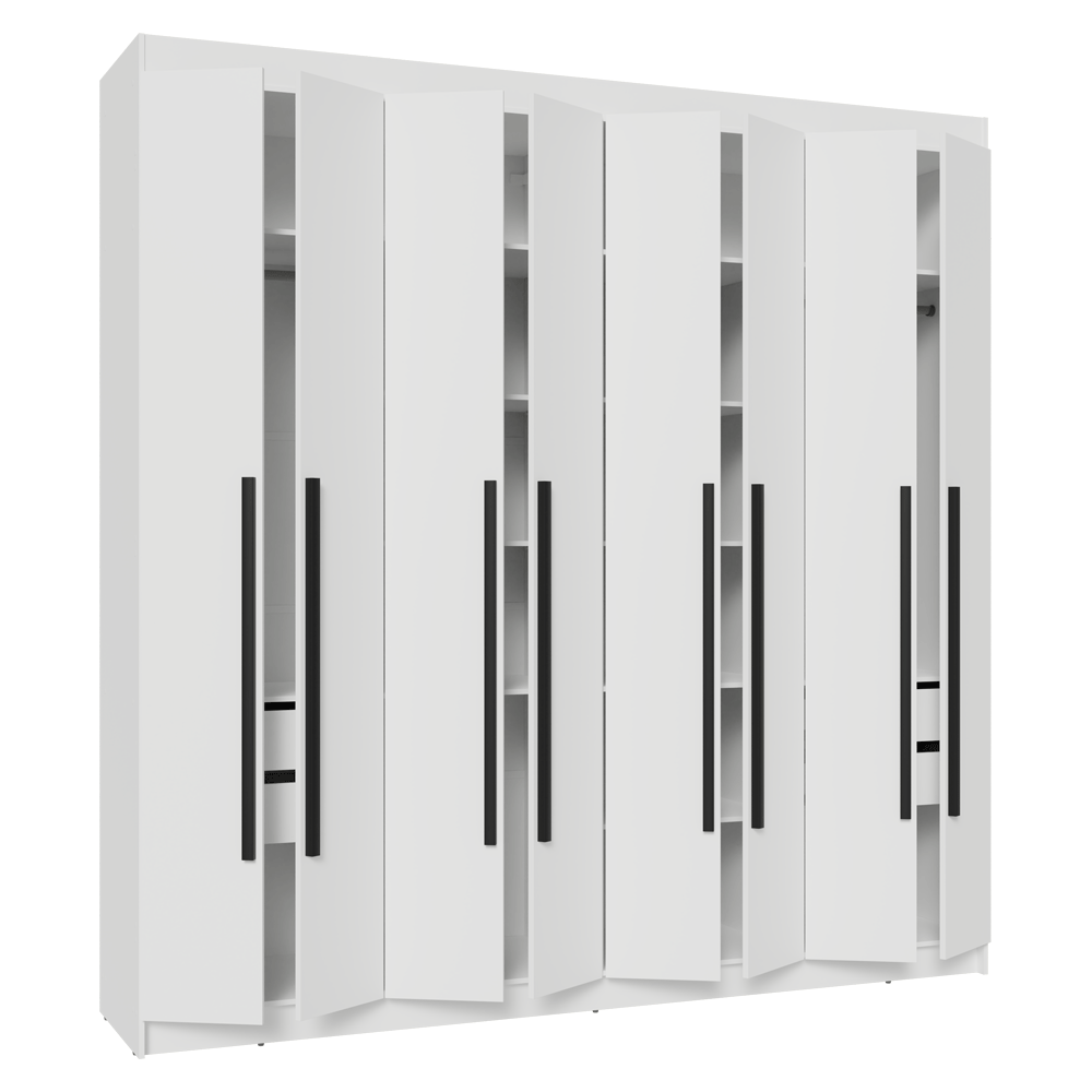 Clóset Matrimonial Venus 8 Puertas Batientes Blanco/Blanco/Negro