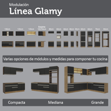 Gabinete Bajo para Fregadero con Accesorios de Cocina 120 x 60 cm 2 Puertas (Con Encimera) Glamy Marrón/Negro