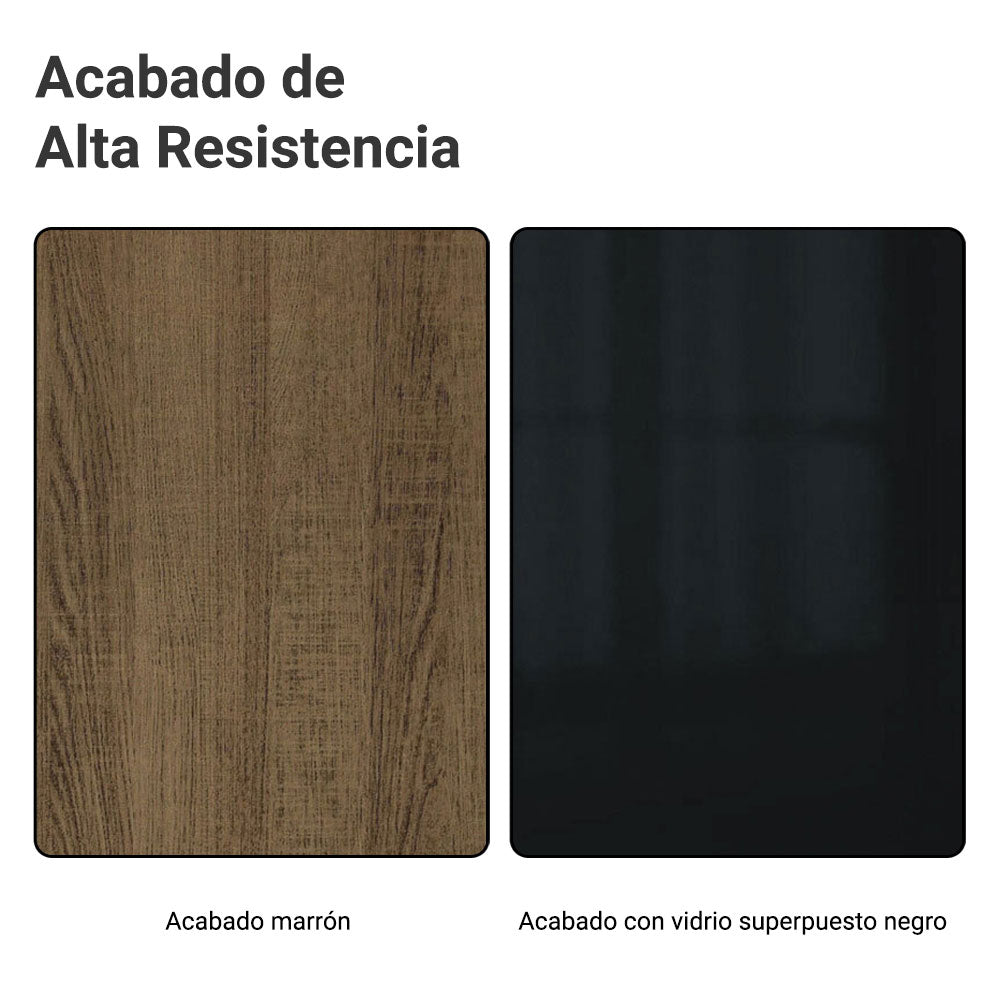 Gabinete Bajo para Fregadero con Accesorios de Cocina 120 cm 2 Puertas (Con Encimera) Lux Marrón/Negro