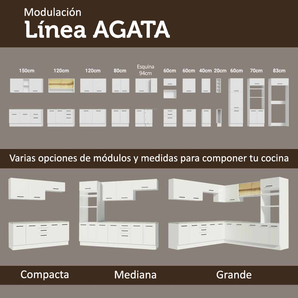 Cocina Integral Esquinera 399cm Blanco Agata 02