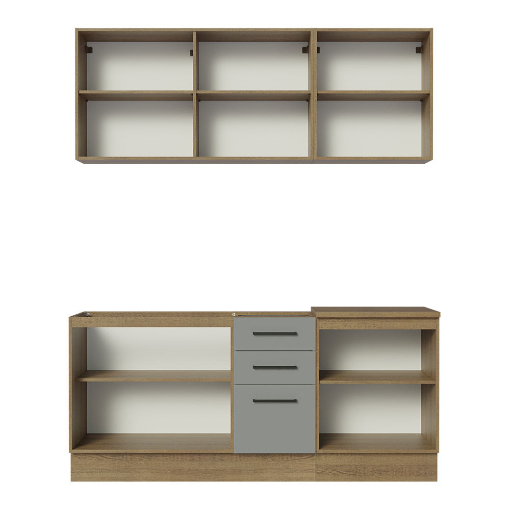 Cocina Compacta 180cm Marrón/Gris Agata 01