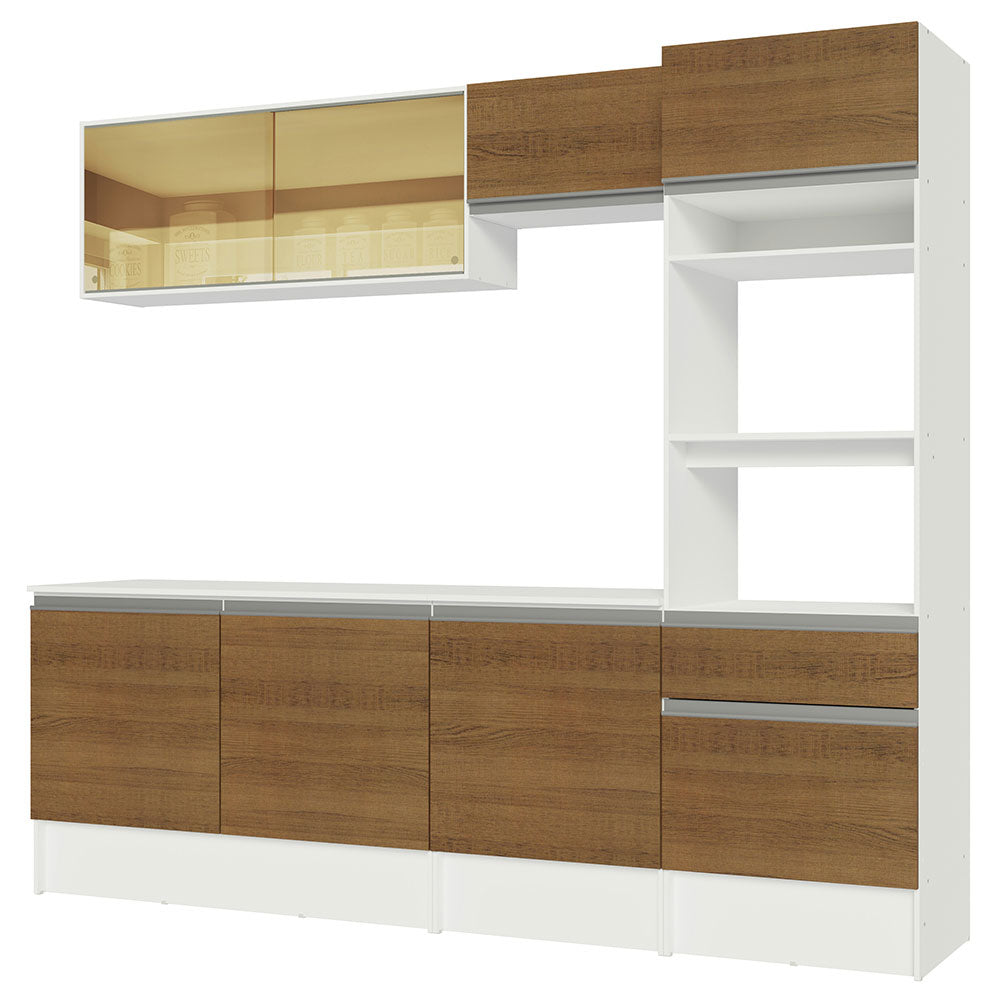 Cocina Integral 240cm Blanco/Marrón Diamante 06
