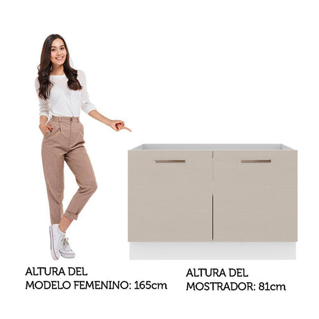 Mueble de Cocina para Fregadero Madesa Agata con 2 Puertas Blanco/Crema