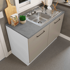 Gabinete Bajo para Fregadero con Accesorios de Cocina 120 cm 2 Puertas Blanco/Crema Agata Madesa