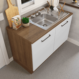Gabinete Bajo para Fregadero con Accesorios de Cocina 120 x 60 cm 2 Puertas (Con Encimera) Agata Marrón/Blanco