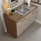 Gabinete Bajo para Fregadero con Accesorios de Cocina 120 cm 2 Puertas Marrón/Crema Agata Madesa