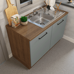 Gabinete Bajo para Fregadero con Accesorios de Cocina 120 cm 2 Puertas Marrón/Gris Agata Madesa