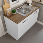 Gabinete Bajo para Fregadero con Accesorios de Cocina 120 cm 2 Puertas Blanco/Marrón Agata Madesa