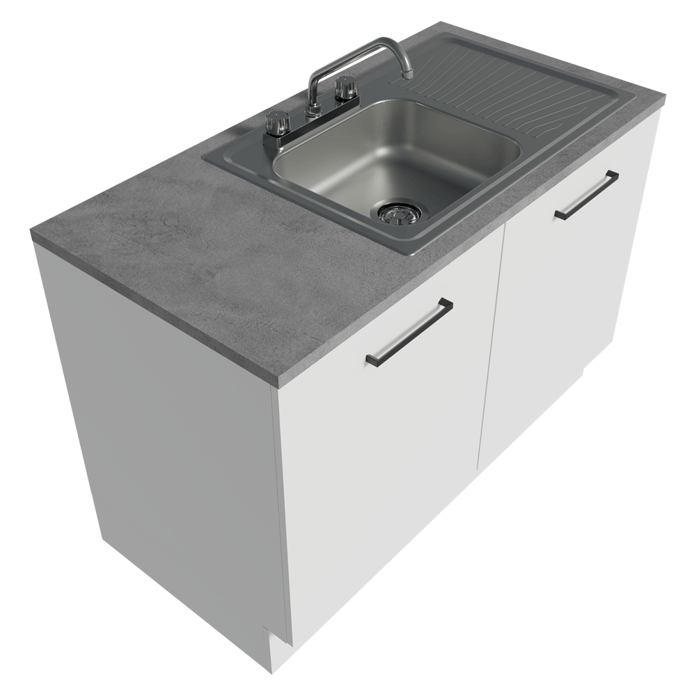 Gabinete Bajo para Fregadero con Accesorios de Cocina 120 x 60 cm 2 Puertas (Con Encimera) Agata Blanco