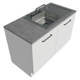 Gabinete Bajo para Fregadero con Accesorios de Cocina 120 x 60 cm 2 Puertas (Con Encimera) Agata Blanco