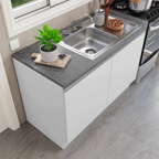 Gabinete Bajo para Fregadero con Accesorios de Cocina 120 cm 2 Puertas Blanco Glamy Madesa