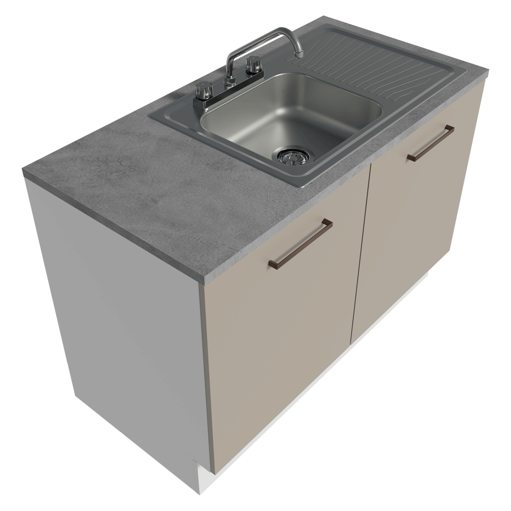 Gabinete Bajo para Fregadero con Accesorios de Cocina 120 x 60 cm 2 Puertas (Con Encimera) Agata Blanco/Crema