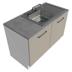 Gabinete Bajo para Fregadero con Accesorios de Cocina 120 cm 2 Puertas Blanco/Crema Agata Madesa