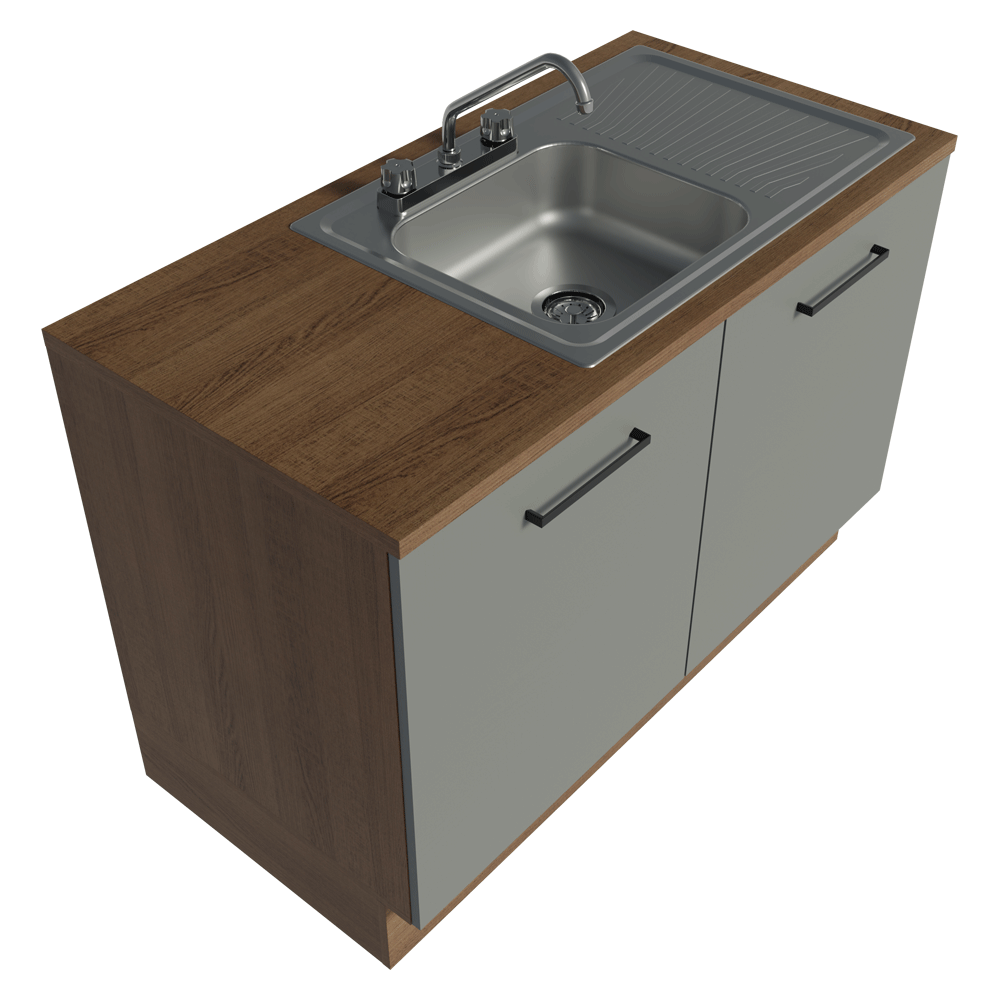 Gabinete Bajo para Fregadero con Accesorios de Cocina 120 cm 2 Puertas Marrón/Gris Agata Madesa