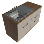 Gabinete Bajo para Fregadero con Accesorios de Cocina 120 cm 1 Puerta 2 Cajones Marrón/Crema Agata Madesa