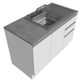 Gabinete Bajo para Fregadero con Accesorios de Cocina 120 x 60 cm 2 Puertas 3 Cajones (Con Encimera) Glamy Blanco