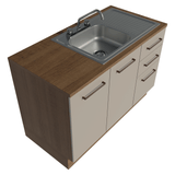 Gabinete Bajo para Fregadero con Accesorios de Cocina 120 x 60 cm 2 Puertas 3 Cajones (Con Encimera) Agata Marrón/Crema
