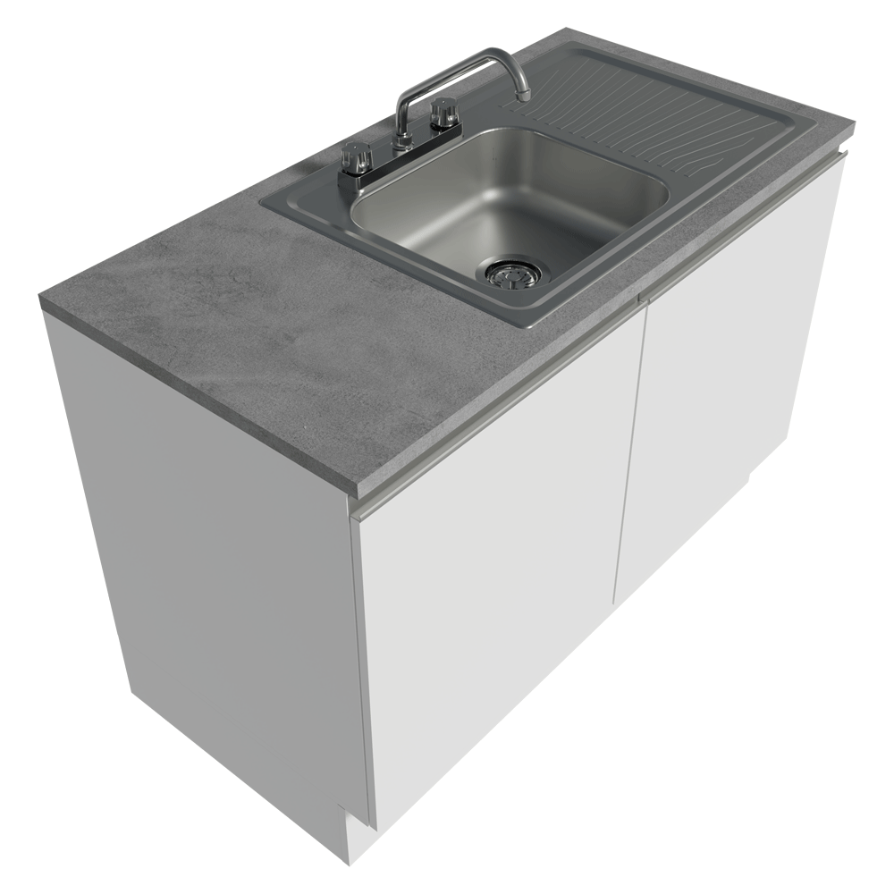 Gabinete Bajo para Fregadero con Accesorios de Cocina 120 x 60 cm 2 Puertas (Con Encimera) Glamy Blanco
