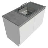 Gabinete Bajo para Fregadero con Accesorios de Cocina 120 x 60 cm 2 Puertas (Con Encimera) Glamy Blanco