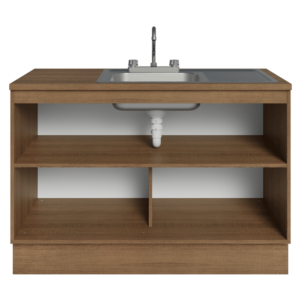 Gabinete Bajo para Fregadero con Accesorios de Cocina 120 x 60 cm 2 Puertas (Con Encimera) Agata Marrón/Blanco