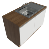 Gabinete Bajo para Fregadero con Accesorios de Cocina 120 x 60 cm 2 Puertas (Con Encimera) Glamy Marrón/Blanco