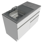 Gabinete Bajo para Fregadero con Accesorios de Cocina 120 cm 1 Puerta 2 Cajones Blanco Glamy Madesa