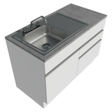 Gabinete Bajo para Fregadero con Accesorios de Cocina 120 x 60 cm 1 Puerta 2 Cajones (Con Encimera) Glamy Blanco