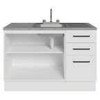 Gabinete Bajo para Fregadero con Accesorios de Cocina 120 cm 2 Puertas 3 Cajones Blanco Agata Madesa