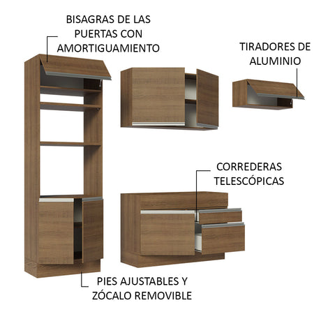 Cocina Integral 270cm Marrón Glamy Madesa 15