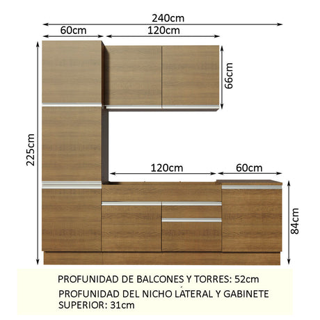 Cocina Integral 240cm Marrón Glamy Madesa 01