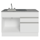 Gabinete Bajo para Fregadero con Accesorios de Cocina 120 x 60 cm 1 Puerta 2 Cajones (Con Encimera) Glamy Blanco