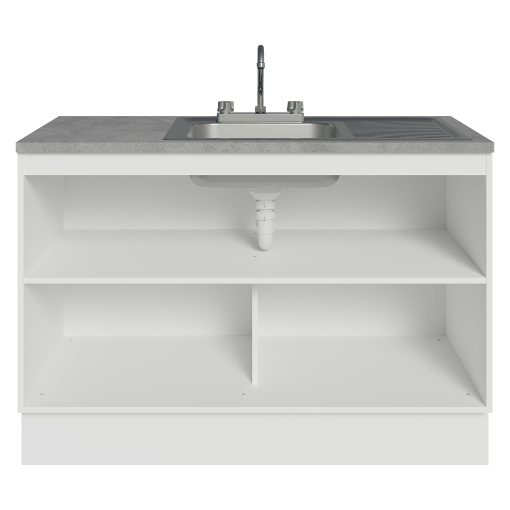 Gabinete Bajo para Fregadero con Accesorios de Cocina 120 x 60 cm 2 Puertas (Con Encimera) Glamy Blanco