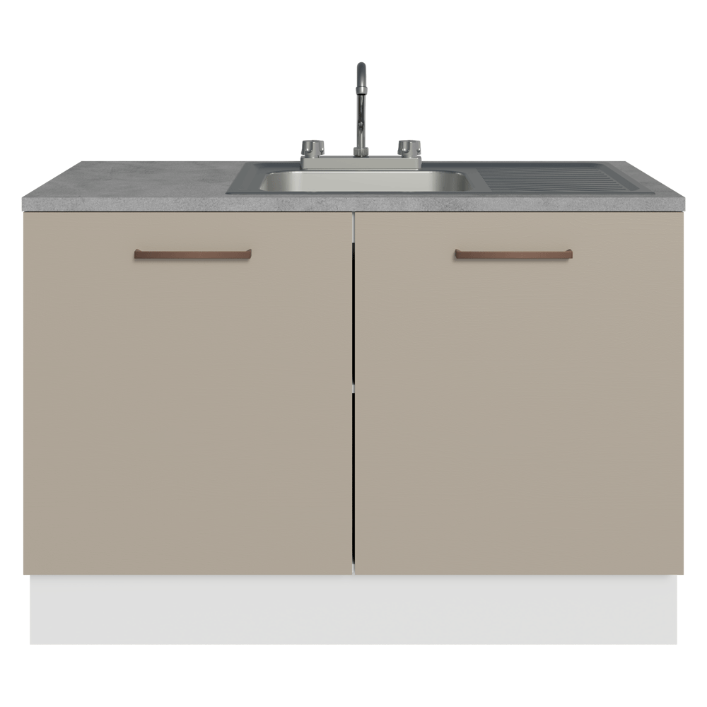 Gabinete Bajo para Fregadero con Accesorios de Cocina 120 x 60 cm 2 Puertas (Con Encimera) Agata Blanco/Crema