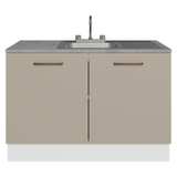 Gabinete Bajo para Fregadero con Accesorios de Cocina 120 x 60 cm 2 Puertas (Con Encimera) Agata Blanco/Crema