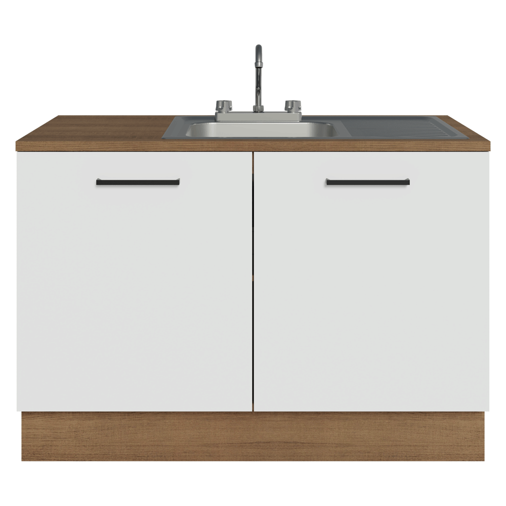 Gabinete Bajo para Fregadero con Accesorios de Cocina 120 x 60 cm 2 Puertas (Con Encimera) Agata Marrón/Blanco