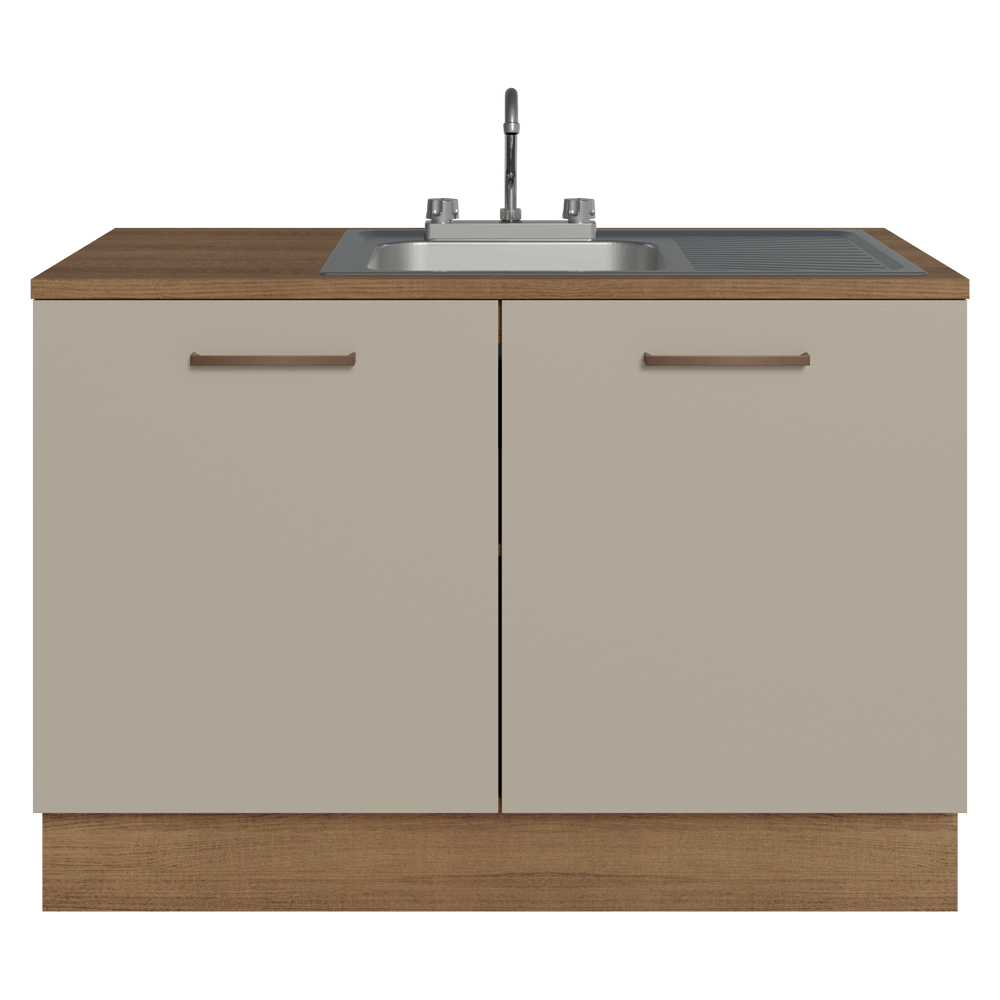 Gabinete Bajo para Fregadero con Accesorios de Cocina 120 x 60 cm 2 Puertas (Con Encimera) Agata Marrón/Crema