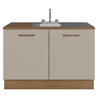 Gabinete Bajo para Fregadero con Accesorios de Cocina 120 cm 2 Puertas Marrón/Crema Agata Madesa